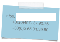 
infos: parole.envie@yahoo.fr
+32(0)497- 37.90.76
+33(0)5-65.31.39.80